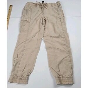White House Black Market Beige Cargo Capri Zippered Leg Size 10